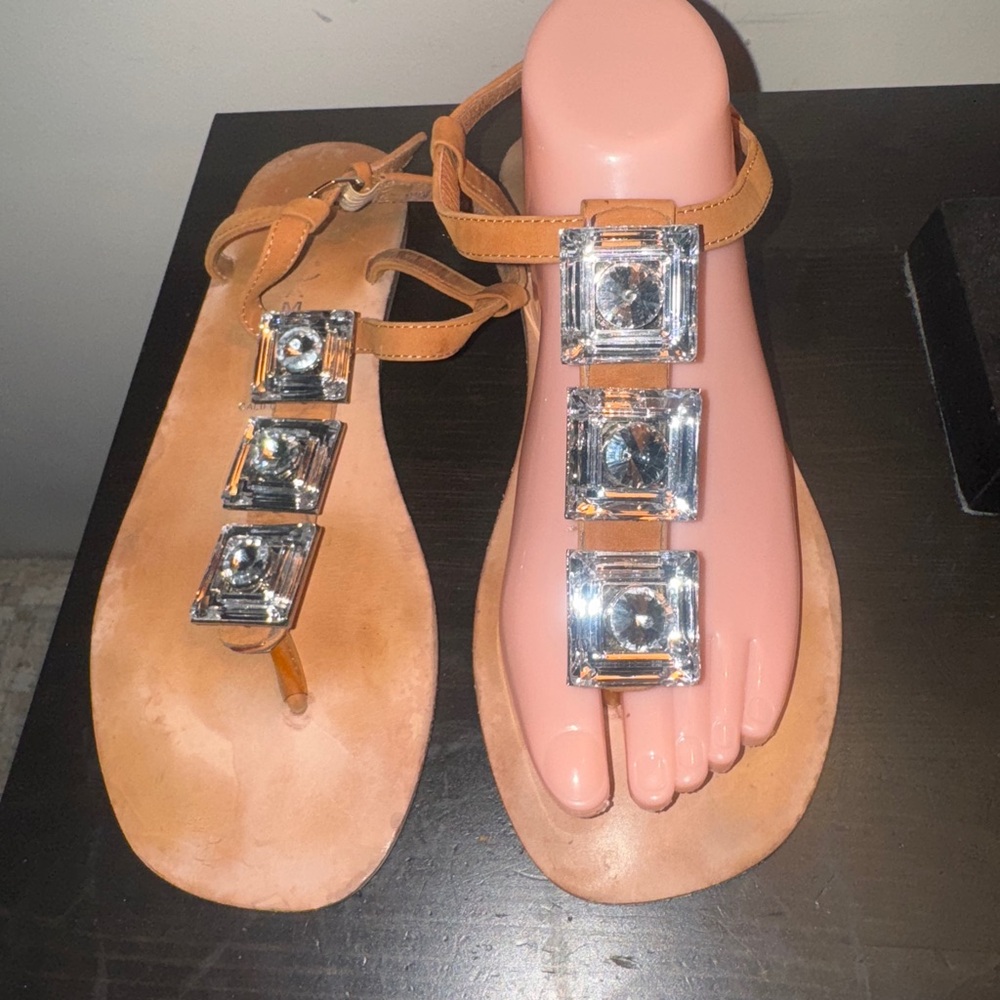 Jeffery Campbell  Tan Sandals with Silver Accents